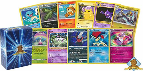 100 Pokemon Cards with 5 Holo Rares! Includes Golden Groundhog Deck Box!