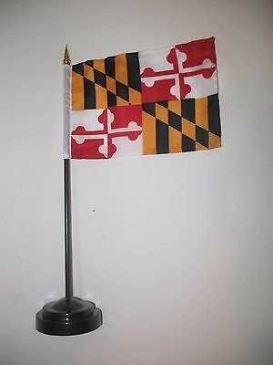 RFCO Maryland State Flag 4"x6" Desk Set Black Base