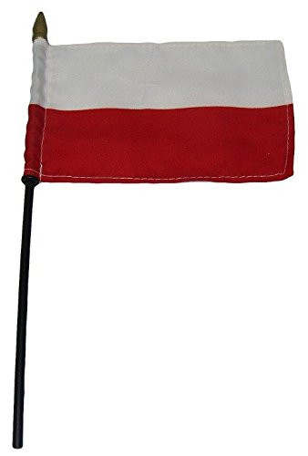AES Poland Country 4"x6" Flag Desk Set Table Wood Stick Staff