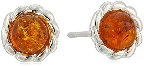 Amber Sterling Silver Classic Round Stud Earrings