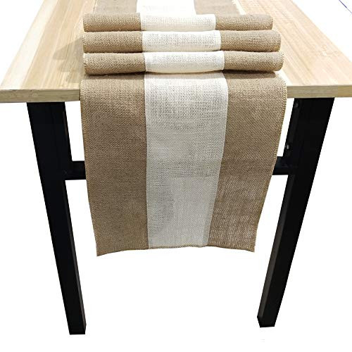 OZXCHIXU Burlap Table Runner 12'' x 108'' Rustic Wedding Table Runner-Dining Kitchen Table Runner Thanksgiving Baby Shower Farmhouse Easter Burlap Table Runner Decor-Natural Color Edge- OZXCHIXU Burlap Table Runner 12'' x 108'' Rustic Wedding Table Runner-Dining Kitchen Table Runner Thanksgiving Baby Shower Farmhouse Easter Burlap Table Runner Decor-Natural Color Edge-