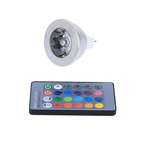 EVTSCAN Color Changing Light Bulb,MR16 3W RGB LED Light Bulbs with IR Remote Control 12V-24V LED Night Light Mood Light Bulb for Home Party Decor