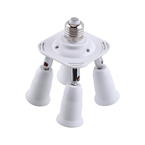 Raguso E27 to E27 Light Base 3/4/5 in 1 Adapter Screw to Small Screw Lamp Base Adapter Bulb Adapter Holder Socket Splitter -4in1-