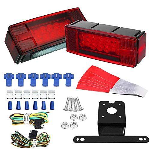 LonTime 12V LED Low Profile Submersible Rectangular Trailer Light Kit Upgrade Boat Trailer Lights No Screws Utility BulbsTail Stop Turn Running Lights for Boat Trailer Truck Marine