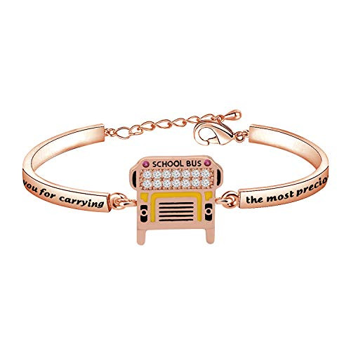 SEIRAA Bus Driver Keychain Retirement Gift for Driver Appreciation Gift School Bus Driver Jewelry -bus driver cuff bangle-