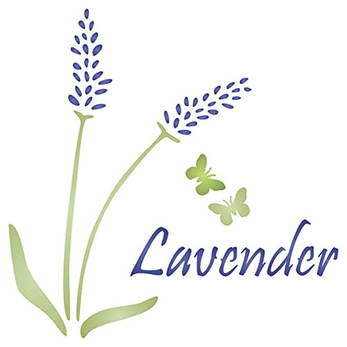 Stencils for Walls: Lavender Stencil, 4.5 x 4.5 inch -M- - Vintage Floral Flower Herb Word Stencils for Painting Template