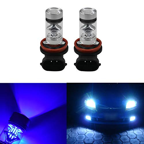 munirater 2-Pack H8 10000K Deep Blue 100W LED Headlight Bulbs with Projection Lens Fit for Headlight, Foglight, Daytime Running Light H9 H11 H16