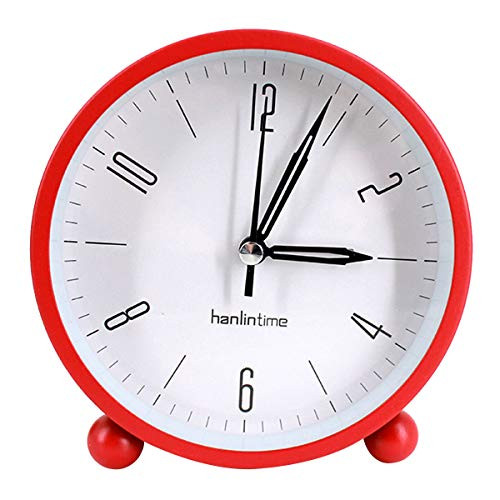 Sherry Nightlight Alarm Clock 4" Round Silent Alarm Clock Bedside Desk Non-Ticking Travel Clock Battery Operated Red Sherry Nightlight Alarm Clock 4" Round Silent Alarm Clock Bedside Desk Non-Ticking Travel Clock Battery Operated Red
