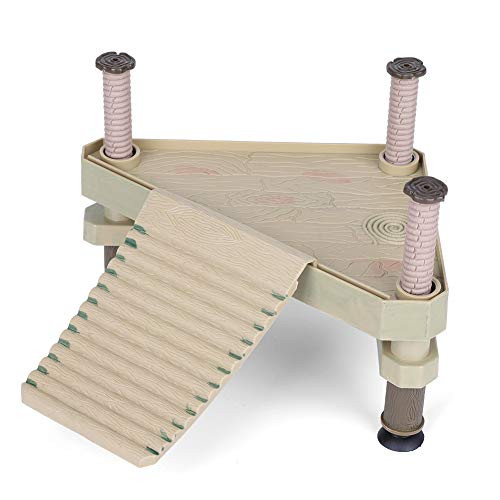 eecoo Reptiles Floating Platform Pier with Ramp Ladder, Turtle Basking Platform with Stable Suction Cup Bottom Terrarium Tank Ornament