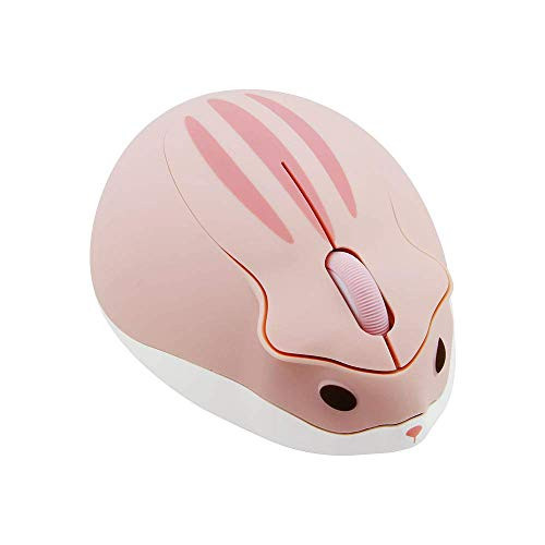 2.4GHz Wireless Mouse Cute Hamster Shape Less Noice Portable Mobile Optical 1200DPI USB Mice Cordless Mouse for PC Laptop Computer Notebook MacBook Kids Girl Gift -Pink- -Renewed-