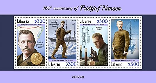 Liberia - 2021 Norwegian Explorer Fridtjof Nansen - 4 Stamp Sheet - LIB210132a
