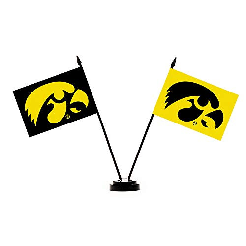 BSI NCAA Iowa Hawkeyes Unisex NCAA 2-Flag Desk Setncaa 2-Flag Desk Set, Black, One Size -76024-