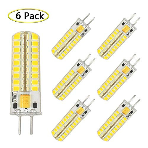 GY6.35 LED Bulb Dimmable 5W Equivalent to T4 JC Type 50W Incandescent Halogen Bulb GY6.35 Replacement, GY6.35/G6.35 Bi-pin Base, AC/DC 12V Daylight White 6000K Light Bulb (6 Pack)
