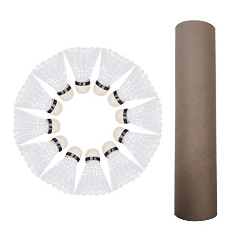 New 12Pcs White Feather Badminton Shuttlecocks Training High Speed Badminton Balls with Stable  and  Durable, Ideal Hitting Practice for Youth Players Indoor and Outdoor