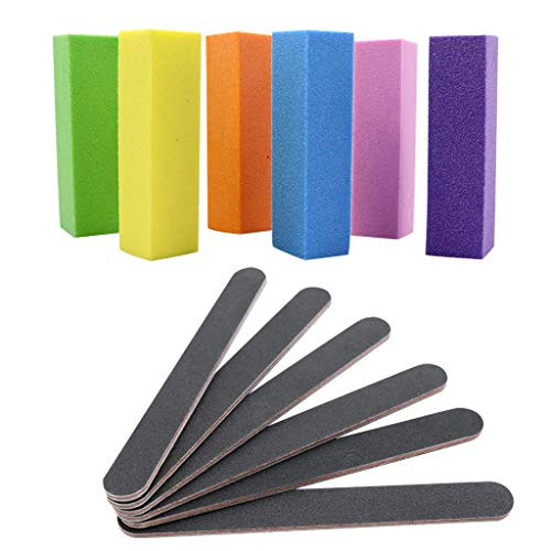 Nail Files and Buffer, Professional Manicure Tools Kit Rectangular Art Care Buffer Block Tools 100/180 Grit 12Pcs/Pa