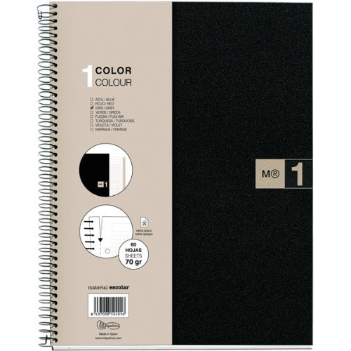 Miquelrius Single Subject Spiral Notebook, Graph/Quad Pages, Grey, 80 Sheets -8.5" x 11"-