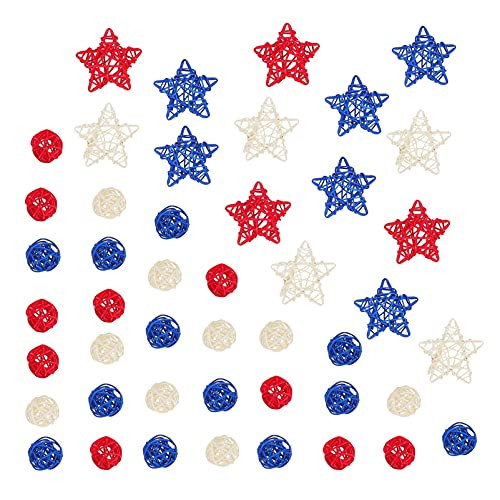 WINOMO 48pcs Rattan Ball 4th of July Star Shaped Rattan Balls Decoration White and Blue Wicker Balls for Independence Day Home Decor DIY Vase Filler Ornament WINOMO 48pcs Rattan Ball 4th of July Star Shaped Rattan Balls Decoration White and Blue Wicker Balls for Independence Day Home Decor DIY Vase Filler Ornament