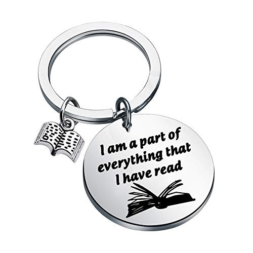 WSNANG Book Lover Keychain Librarian Gifts Book Club Jewelry Reading Lover Writer Gift I am a Part of Everything that I Have Read Keychain -silver- WSNANG Book Lover Keychain Librarian Gifts Book Club Jewelry Reading Lover Writer Gift I am a Part of Everything that I Have Read Keychain -silver-