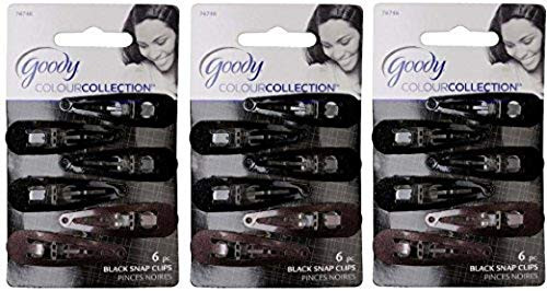 Goody Colour Collection Contour Clips, Color: Black - 3 Packs of 6 Count - 18 Count