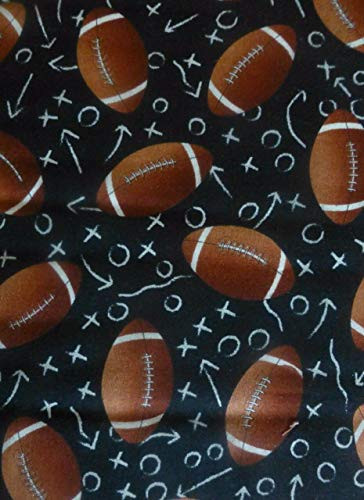 Timeless Treasures Footballs Black Fabric