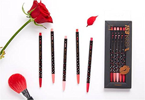 Monami 153 Kiss Edition Ballpoint Stick Pens, -0.5mm-- Black Ink, 5 Count