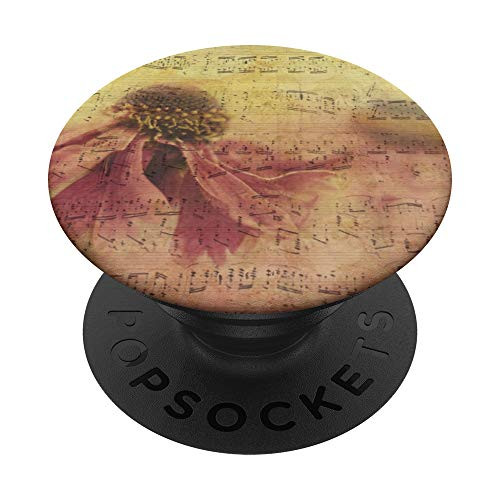 Pretty Music Notes Sheet Vintage Retro Flowers Floral Gift PopSockets Grip and Stand for Phones and Tablets