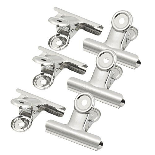 YeVhear 6 Pieces Metal Spring Loaded Binder Organizer Clips Silver Tone