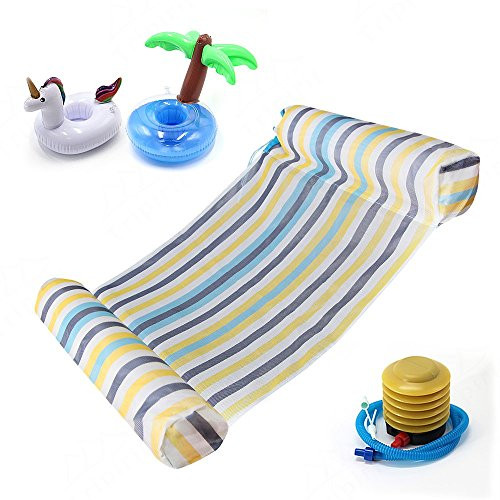 EFFUN Water Hammock, Swimming Pool Water Hammock Lounge Float Hammock Inflatable Raft Swimming Pool Lounger Air Lightweight Floating Chair and Float Swimming Pool Lounger for Adults/Kids Colorful EFFUN Water Hammock, Swimming Pool Water Hammock Lounge Float Hammock Inflatable Raft Swimming Pool Lounger Air Lightweight Floating Chair and Float Swimming Pool Lounger for Adults/Kids Colorful