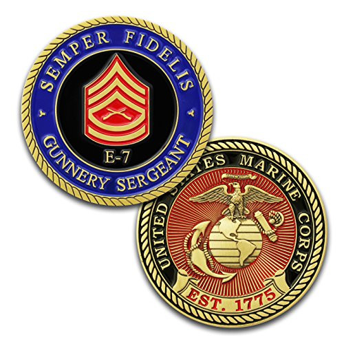 Marine Corps E7 Challenge Coin USMC GySgt Rank Military Coin. Gunnery Sergeant Challenge Coin Designed by Marines For Marines - Officially Licensed Product