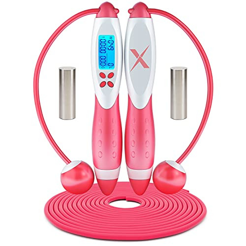 X-LEAN Digital Jump Rope with Counter, Exercise Jumprope for Women, All-In-One Weighted Smart Jump Rope / Calorie Timer,Bod Rope, Skipping Rope for Exercise, Cordless Fitness Jump Rope for Women X-LEAN Digital Jump Rope with Counter, Exercise Jumprope for Women, All-In-One Weighted Smart Jump Rope / Calorie Timer,Bod Rope, Skipping Rope for Exercise, Cordless Fitness Jump Rope for Women