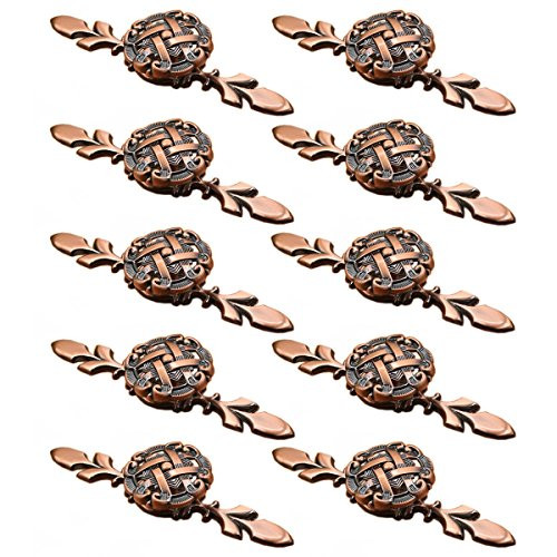 Corasays Round Shape Antique Drawer Cupboard Pulls Handles Wardrobe Drawer Cabinet Door Kitchen Knobs and Handles, Pack of 10 (Red Bronze 118MM)