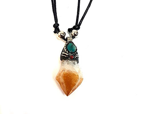 Mia Jewel Shop Natural Raw Rough Healing Gemstone Pendant Round Chrysocolla Stone Adjustable Necklace -Yellow Citrine- Mia Jewel Shop Natural Raw Rough Healing Gemstone Pendant Round Chrysocolla Stone Adjustable Necklace -Yellow Citrine-