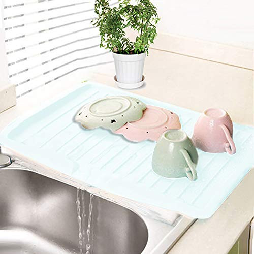 Drip Tray Dish Drainer Mat Plastic Kitchen Dish Draining Rack Dish Drain Board Kitchen Organizer Sink Side Dish Drainer Storage Holder for Pot Pan Bowl Fruit Vegetable Drain Cooking Holder White
