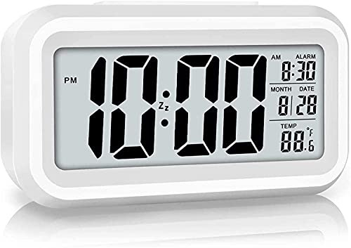 Smart Digital Alarm Clock for Bedroom, Kids Alarm Clocks with Snooze and Backlight, Battery Operated Simple Travel Desk Clocks Large LCD Display - Easy to Set