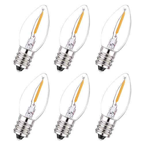 Attaljus C7 LED Bulb Night Light Bulbs, 1 Wattts E12 Candelabra Base Filament Bulbs, 4W 5W 6W 7W Incandescent Equivalent, 3000K Warm White, Clear Glass Candel Lamp, 6 Packs Attaljus C7 LED Bulb Night Light Bulbs, 1 Wattts E12 Candelabra Base Filament Bulbs, 4W 5W 6W 7W Incandescent Equivalent, 3000K Warm White, Clear Glass Candel Lamp, 6 Packs