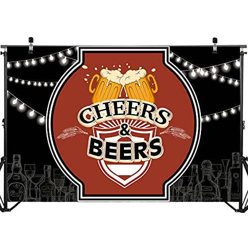 Vintage Cheers and Beers Party Backdrop Banner Decorations Birthday Party Baby Shower Backdrop Background Banner Photo Booth Props Cake Table Decorations 71 x 49 inch