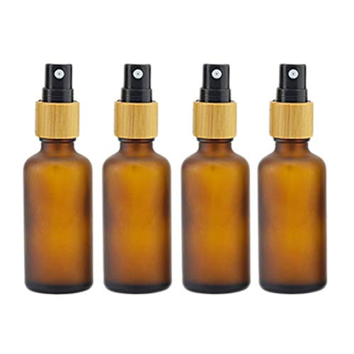 4 Pack Amber Frosted Spray Bottles Fine Mist Sprayer Glass Atomizer Bottles For Essential Oil,Perfume,Aromatherapy,Cosmetic Liquids -50ml/1.7oz-