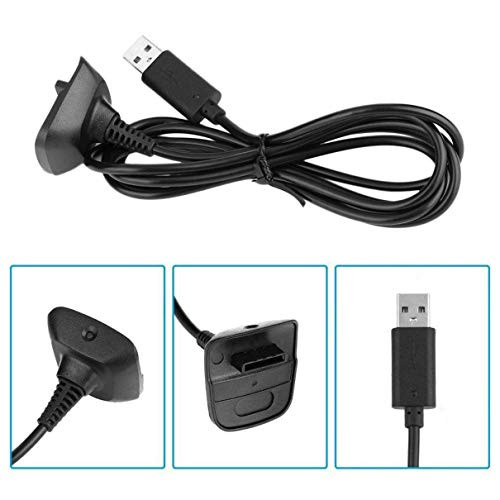Controller charger,USB Charging Cable for MicroSoft xBox 360 / xBox 360 Wireless Game Adapter , Black