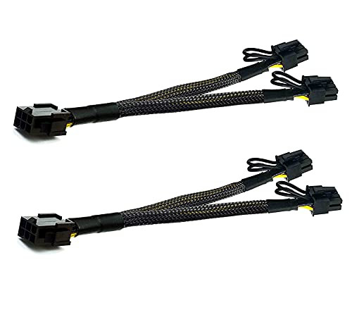 PCI-e 6 Pin to Dual PCIe 8 Pin -6 plus2- -9 inches 2 Pack- Graphics Card PCI Express Power Adapter GPU VGA Y-Splitter Extension Cable Mining Video Card Sleeved Power Cable