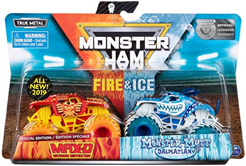 MJ 2019 Monster Jam Fire & Ice Max-D and Monster Mutt Dalmatian Special Edition