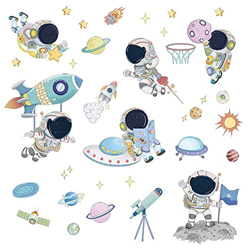 Astronaut Wall Stickers for Boys Bedroom, Cartoon Outer Space Planet Wall Decals Vinyl Removable Wall Stickers for Kids Bedroom Baby Nursery Rooms Wall Decor -Astronaut 1- Astronaut Wall Stickers for Boys Bedroom, Cartoon Outer Space Planet Wall Decals Vinyl Removable Wall Stickers for Kids Bedroom Baby Nursery Rooms Wall Decor -Astronaut 1-