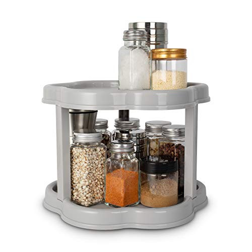 OYV Lazy Susan, Lazy Susan Cabinet Organizer, 2 Tier 10 Inch Lazy Susan Turntable for Cabinets, Pantry, Fridge, Countertops -Gray-