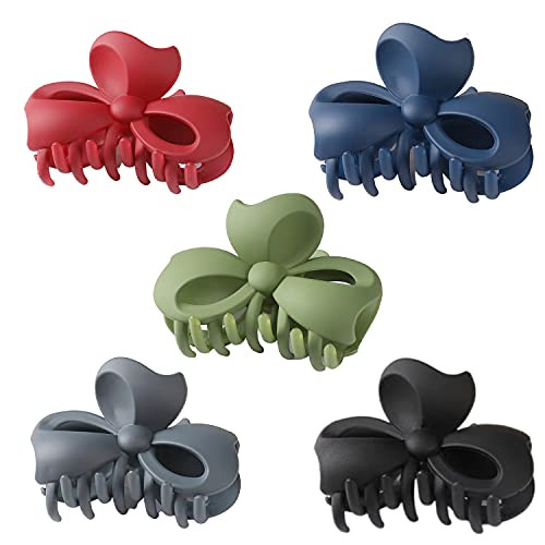 PAJANOG Claw Hair Clips 3.2Inch Nonslip Butterfly Claw Clip for Women and Girls Thin Hair, Strong Hold Hair Clips for Thick Hair, 5 Color Available -5 Packs- PAJANOG Claw Hair Clips 3.2Inch Nonslip Butterfly Claw Clip for Women and Girls Thin Hair, Strong Hold Hair Clips for Thick Hair, 5 Color Available -5 Packs-
