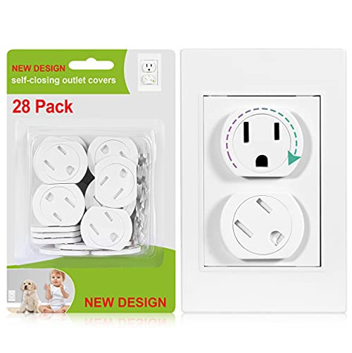 Outlet Covers -28 Pack- Self-Closing Child Proof Socket Covers 3-Prong Swivel Outlet Plug Covers Upgraded Adhesive Installation Comes with Extra Sticker Electrical Outlet Protectors for Baby Outlet Covers -28 Pack- Self-Closing Child Proof Socket Covers 3-Prong Swivel Outlet Plug Covers Upgraded Adhesive Installation Comes with Extra Sticker Electrical Outlet Protectors for Baby
