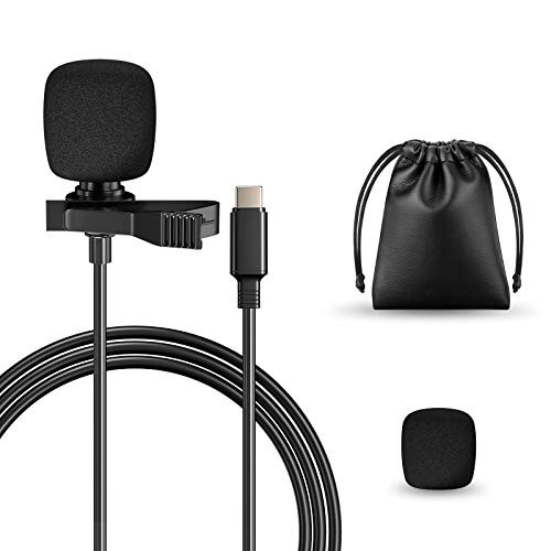 Aokeo Professional Lavalier Lapel Microphone Omnidirectional Condenser Mic for iPhone Android Smartphone,Recording Mic for Youtube,Interview,Video -Type-C-