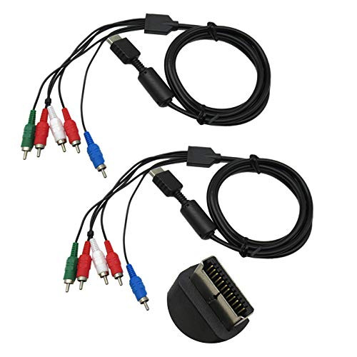 Gxcdizx 2 Pack 6FT HD Component RCA AV Video-Audio Cable Cord for Sony Playstation 2 3 PS2 PS3