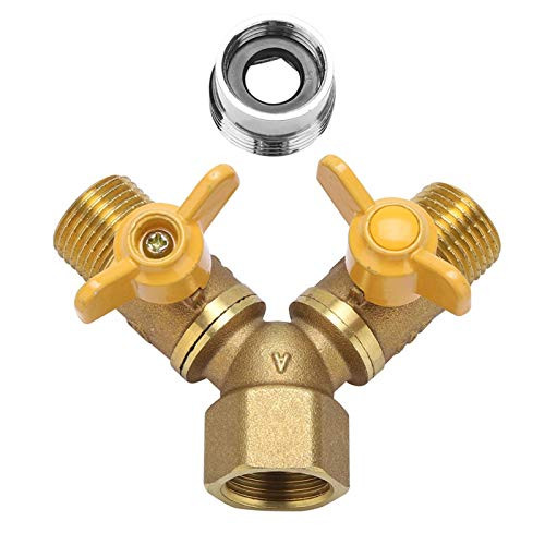 2 Way Tap Adapter -G1/2 Brass Garden Irrigation 2 Way Double Tap Hose Adapter Dual Faucet Connector