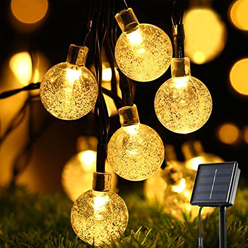 Solar String Lights Outdoor, 30 LED 20 Ft Fairy Crystal Ball String Lights, 8 Modes Solar Powered Globe String Lights Waterproof for Garden, Patio, Yard, Fence, Party, Wedding, Christmas -Warm White- Solar String Lights Outdoor, 30 LED 20 Ft Fairy Crystal Ball String Lights, 8 Modes Solar Powered Globe String Lights Waterproof for Garden, Patio, Yard, Fence, Party, Wedding, Christmas -Warm White-