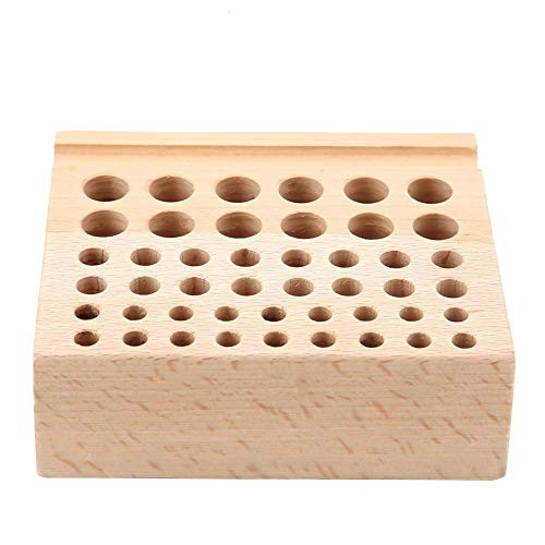 Akozon Leather Craft Tool Rack 46 Holes Leather Craft Tool Wood Rack Wooden Punch Tool Stand Holder Organizer