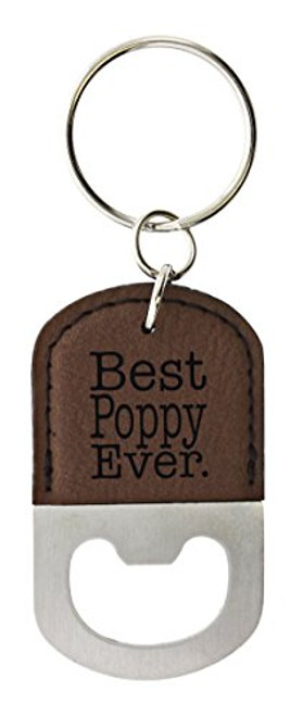 ThisWear for Poppy Best Poppy Ever Leatherette Bottle Opener Keychain Key Tag Brown